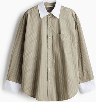 H&M Hemdbluse aus Popeline - Green