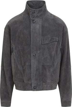 Giorgio Armani Blouson Jas - Heren - Leren en Su&egrave;de Jassen - Grijs - M - Leer - Jassen