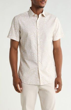 Rodd & Gunn Fenchurch Short Sleeve Button-Up Shirt in Oatmeal at Nordstrom Rack, Size Xx-Large