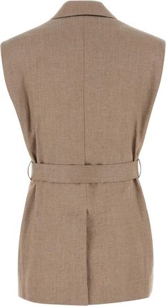 Brunello Cucinelli Womens Linen Blend Vest Beige Nylon Polyester Vests