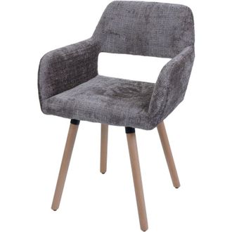 Hhg Non utilizzato] Sedia da pranzo HHG 867 ii, poltroncina cucina imbottita, legno Stoffa/tessuto ciniglia (465g/m&sup2;), marrone