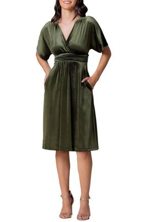 Kiyonna Angelic Velvet Cocktail Dress in Olive at Nordstrom, Size X-Large