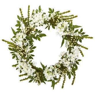 Nearly Natural 24-in White Mixed Floral Artificial Wreath at Nordstrom