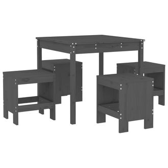 vidaXL Vidaxl - Juego De Comedor De Jard&iacute;n 5 Piezas Madera Maciza Pino Gris