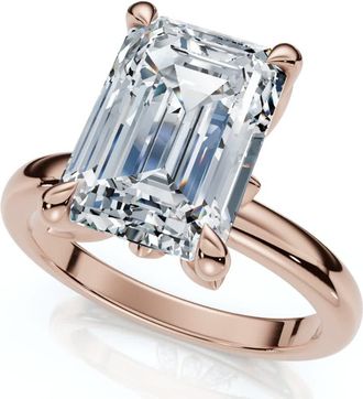 Pompeii3 2.05Ct Emerald Cut Certified Diamond Hidden Petal Engagement Ring Gold Lab Grown