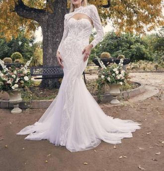 Casablanca Brooks Strapless Sweetheart Wedding Gown In Nude/ivory
