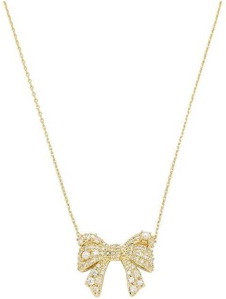 Kendra Scott Krista Bow Pendant Womens Necklace Womens Necklace Gold White Mix, Brass