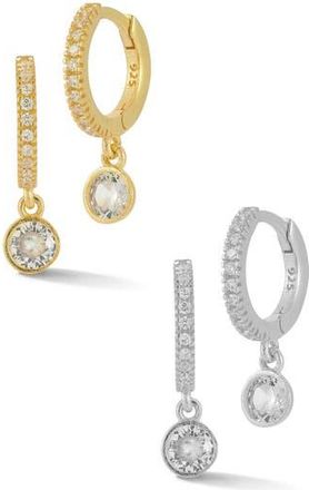 Glaze Jewelry Set of 2 Cubic Zirconia Drop Hoop Earrings in Gold/Silver Multi at Nordstrom Rack