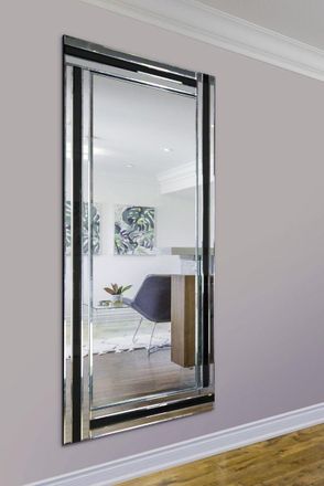 MirrorOutlet Dalton Black All Glass Full Length Mirror 174 x 85 CM | Size: 1 Pack