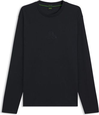 BOSS Interlock-cotton T-shirt with tonal artwork