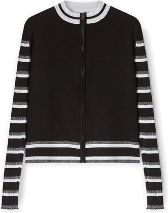 Motivi Truien & Vesten, Dames, Zwart, XS, Gestreepte Gebreide Vest met Rits