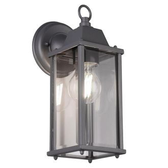 Trio Olona L&aacute;mpara De Pared De Aluminio Fundido Antracita Pintado Con Difusor De Vidrio Transparente Ip44 H.30cm 201960142