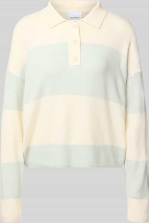 Comma Strickpullover mit Polokragen in Ecru, Gr&ouml;&szlig;e 34