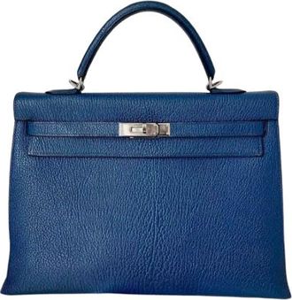Herm&egrave;s Blue De Malt Sellier Chevre 35 Kelly