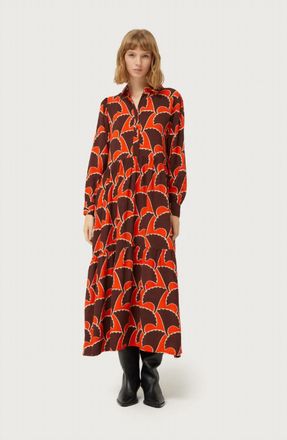 Compa&ntilde;&iacute;afant&aacute;stica Pai Pai Geometric Print Long Dress In Orange