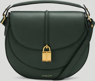 DeMellier The Siena Saddle in Dark Green Small Grain Leather Crossbody bag