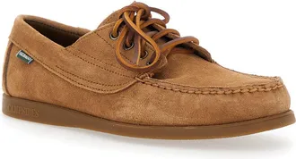 Sebago Mens Beige Suede Loafers With Patch Logo