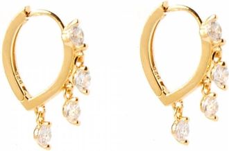Native Gem Womens Dangling Crystal Huggie Earrings In Gold