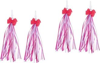 OEM Juego De 4 Serpentinas Para Bicicleta (2 Pares) Con Lazos De Lunares - Mezcla De Rosa Y Lila, Ideales Para Bicicletas De Ni&ntilde;as