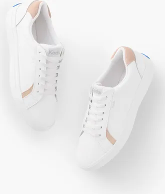 Keds Pursuit Lace Up Sneakers - White/Light Pink - 8 1/2 M Talbots