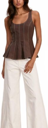 Veronica Beard Charlie Peplum Top In Dark Mocha