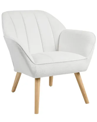 Beliani Poltrona In Tessuto Beige Chiaro Con Gambe In Legno Di Gomma Con Braccioli Torud