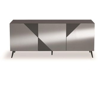 Capodarte Madia credenza 3 ante in vetro specchio Fume cassa Antracite arte 180 con 5 piedini