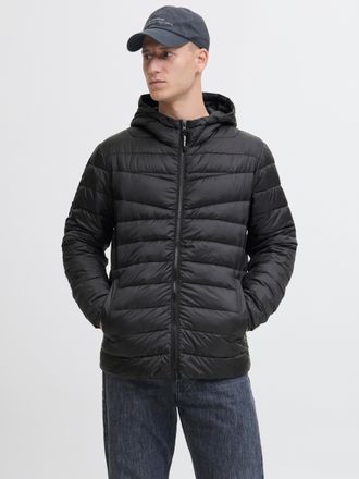 Jack & Jones Steppjacke JACK & JONES JJWEST LIGHT PUFFER HOOD, Herren, Gr. XXL, schwarz, Web, Obermaterial: 100% Nylon, Jacken Steppjacke