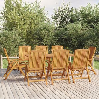 vidaXL Juego De Comedor Para Jard&iacute;n 9 Piezas Madera Maciza De Teca Vidaxl