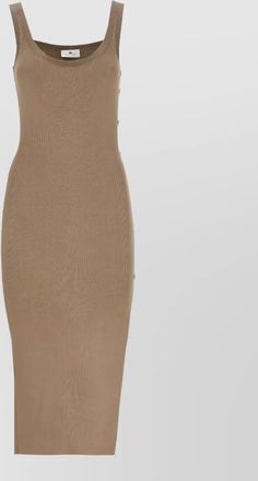 Elisabetta Franchi sleeveless ribbed dress crewneck button detail