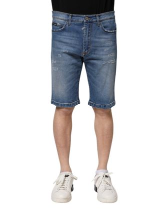 Dolce & Gabbana Blue Cotton Stretch Men Denim Bermuda Shorts Elastane