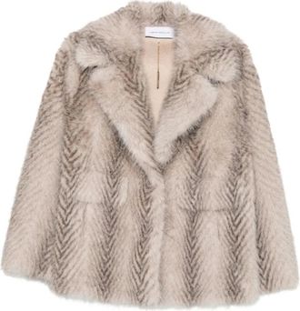 Simona Corsellini Faux Fur Coat - Dames - Jassen - Beige - S - Polyester - Jassen