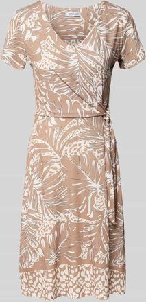 More & More More & More Knielanges Kleid in Wickel-Optik in Taupe, Gr&ouml;&szlig;e 34