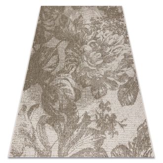 RugsX Rugsx - Alfombra De Cuerda Sisal Floorlux 20491 Flores Color Champagne/gris Oscuro Beige 160x230 Cm