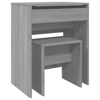 Berkfield Home Dressing Table & Stool Grey Sonoma 60x40x113.5 cm