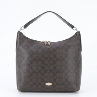 Coach Brown Leather Coated Canvas Handbag Shoulder Bag Tote Bag (Pre-Owned)