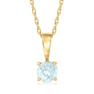 RS Pure by Ross-Simons Aquamarine Pendant Necklace in 14kt Yellow Gold
