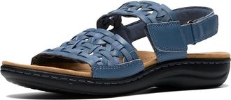 Clarks Laurieann Lily Womens Sandals Denim Blue Leather : 7.5 B - Medium