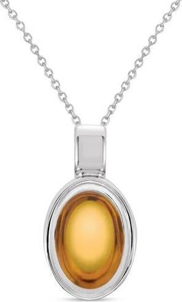 Allurez Oval Natural Cabochon Moss Agate Pendant Necklace 14K 0.72ct in Citrine,white Gold at Nordstrom, Size 18