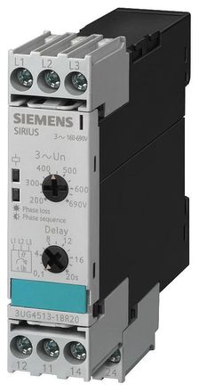 SIEMENS Rel&eacute; De Vigilancia Anal&oacute;gico, Fallo De Fase Y Secuencia Asimetr&iacute;a 20% Fija, 3ug45131br20