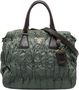 Prada Pre-owned Satchel - Dames - Pre-owned - Groen - Maat: ONE Size Leer