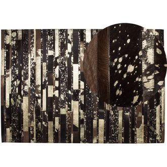 Beliani Beliani - Modern Cowhide Area Rug Dark Brown Leather 160 x 230 cm Artvin