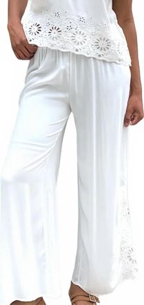 bobi Embroidered Eyelet Pant In White