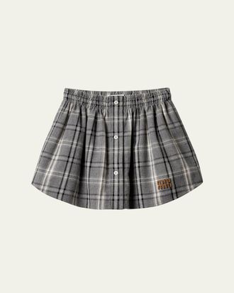 Miu Miu Check Button-Front Mini Skirt