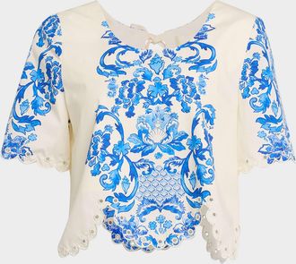 Mestiza New York Baja Convertible Scalloped Cotton Top