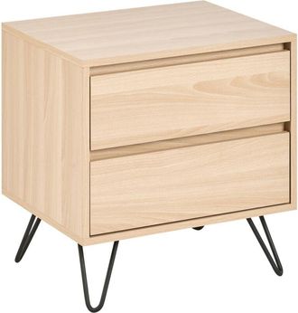 Beliani Beliani - Bedside Table Particle Board 2 Storage Drawers Minimalist Style Light Brown Cardigan
