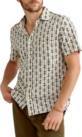 Billy Reid Short Sleeve Boucle Treme Shirt In Dobby Stripe Black/white