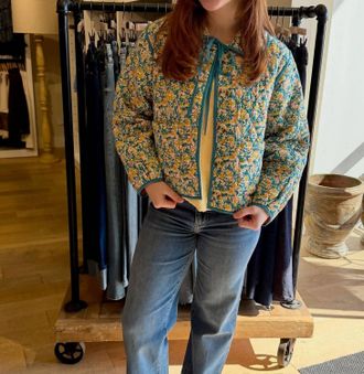 Sunshine Tienda Reversible Floral Stevie Quilted Jacket In Green, Pink