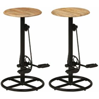 vidaXL Vidaxl - Taburetes De Barra De Cocina 2 Unidades Madera Maciza De Mango