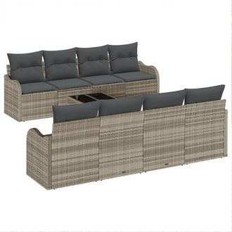 vidaXL Vidaxl - Garden Sofa Set 9 pcs Light grey 55 x 55 x 37 cm Poly rattan